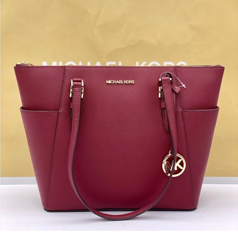 Michael Kors Large Charlotte Tote Shoulder Bag Dark Cherry - Picture 4 of 11